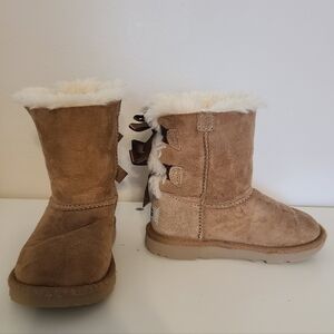 Ugg Cozy Tan Kids Boots with Bow Accents